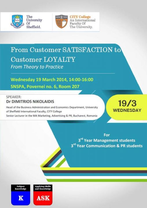 Seminar 'From Customer Satisfaction to Customer Loyalty' by Dr Nikolaidis